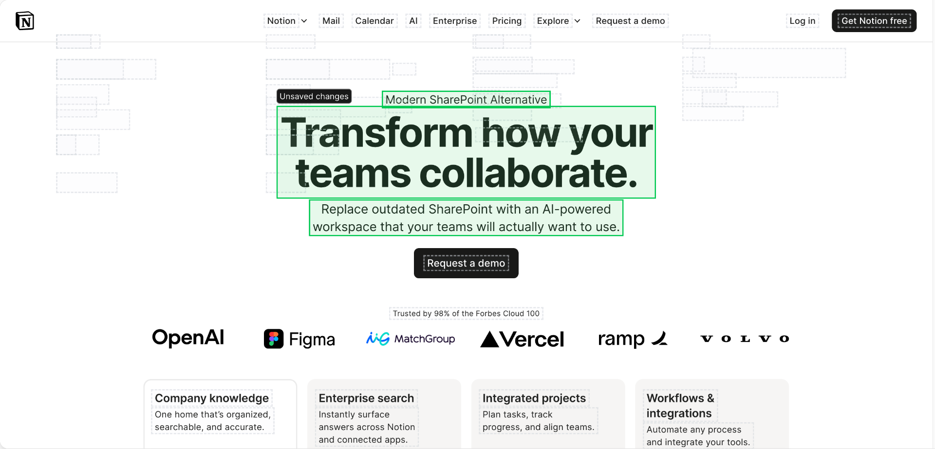 After: Personalized Notion page as Modern SharePoint Alternative